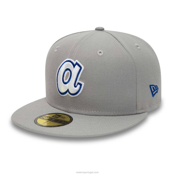 FFTN1110 New Era Boné Atlanta Braves Grey Basics 59Fifty