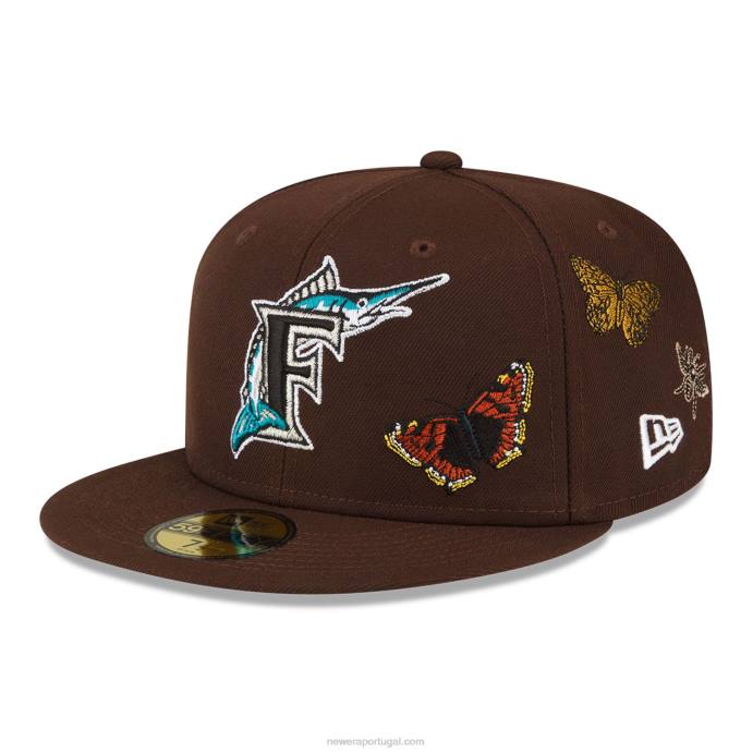 FFTN1112 New Era boné florida marlins feltro x mlb marrom 59fifty