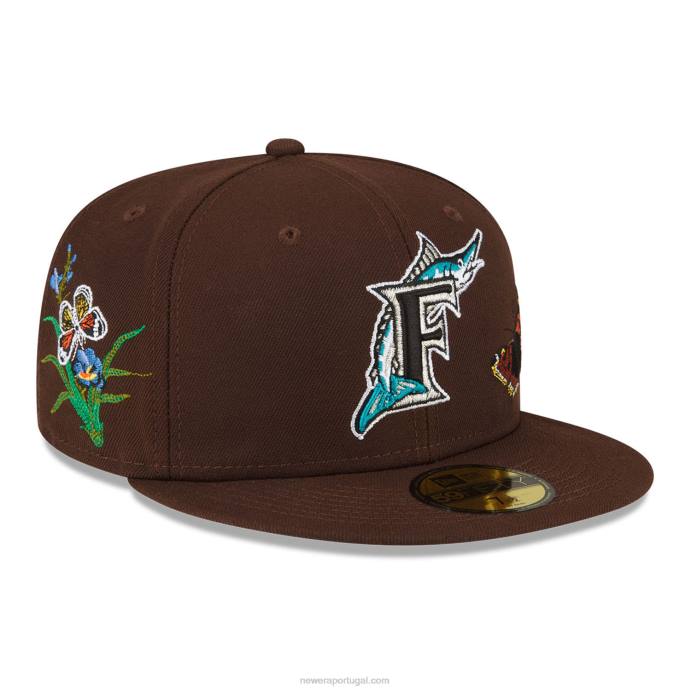 FFTN1112 New Era boné florida marlins feltro x mlb marrom 59fifty