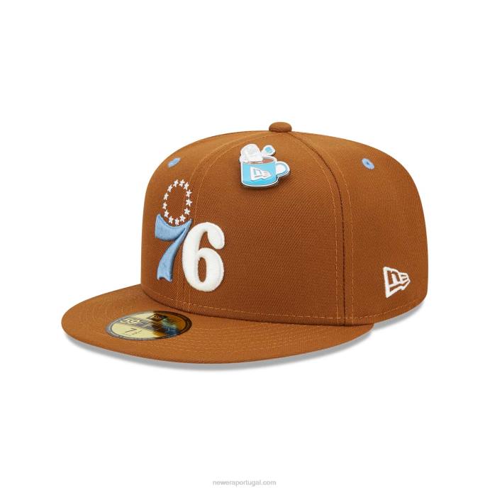 FFTN1114 New Era Boné philadelphia 76ers chocolate quente 59fifty