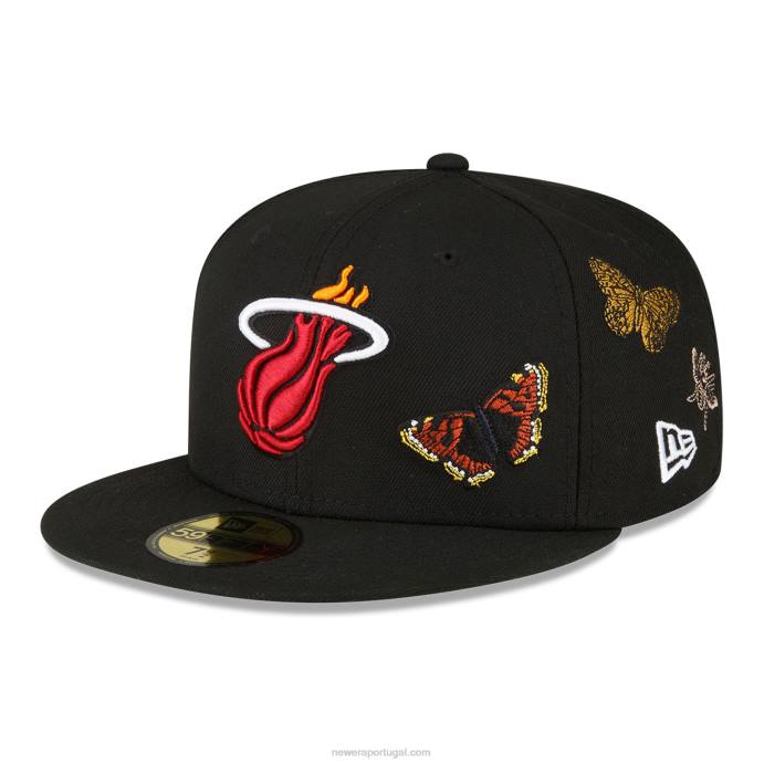 FFTN1115 New Era boné miami heat felt x nba preto 59fifty