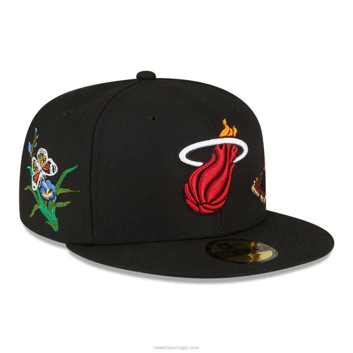 FFTN1115 New Era boné miami heat felt x nba preto 59fifty