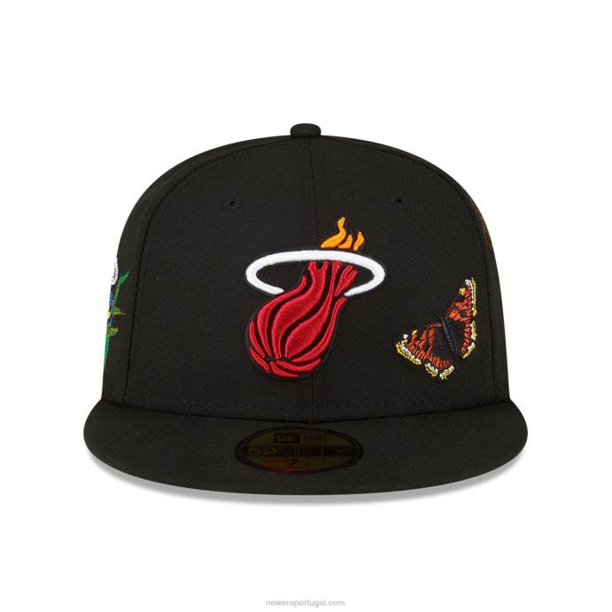 FFTN1115 New Era boné miami heat felt x nba preto 59fifty
