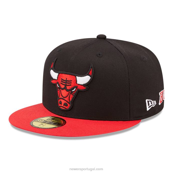 FFTN1124 New Era Boné Chicago Bulls Team City Patch Preto 59Fifty