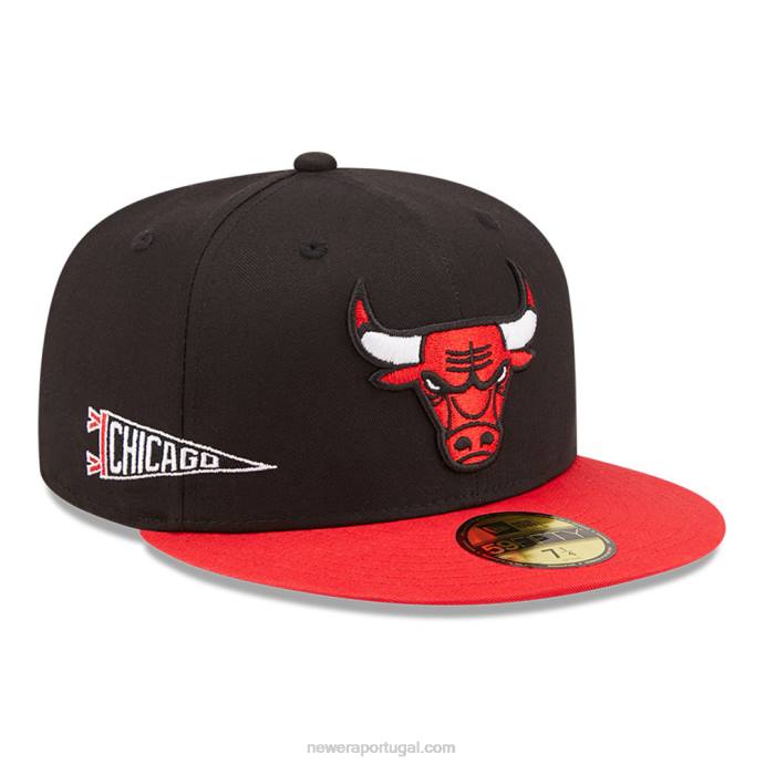FFTN1124 New Era Boné Chicago Bulls Team City Patch Preto 59Fifty