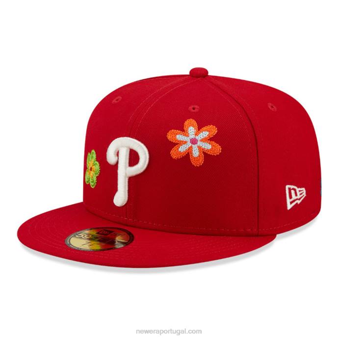 FFTN1137 New Era Boné philadelphia phillies mlb flor vermelho 59fifty