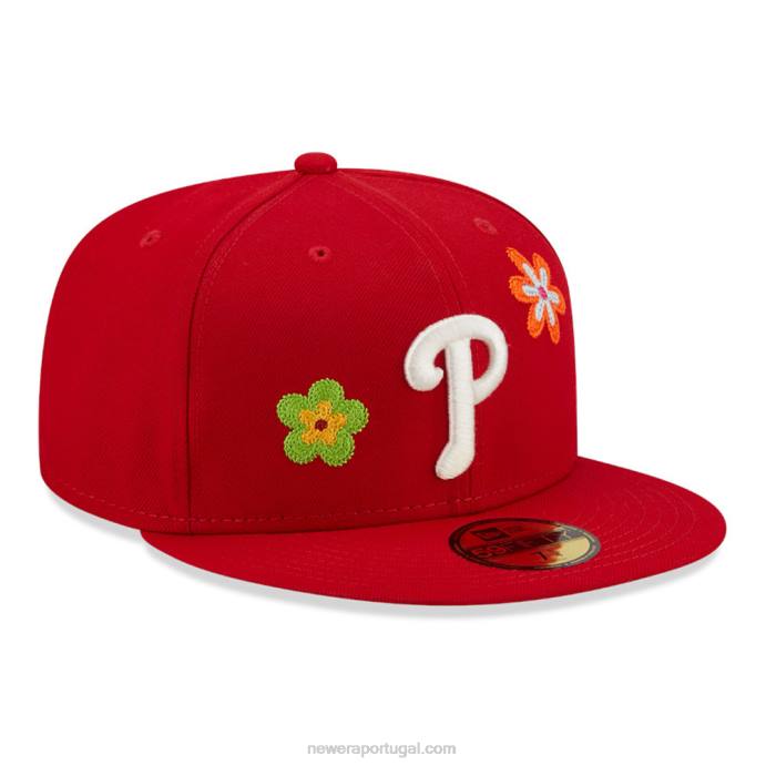 FFTN1137 New Era Boné philadelphia phillies mlb flor vermelho 59fifty