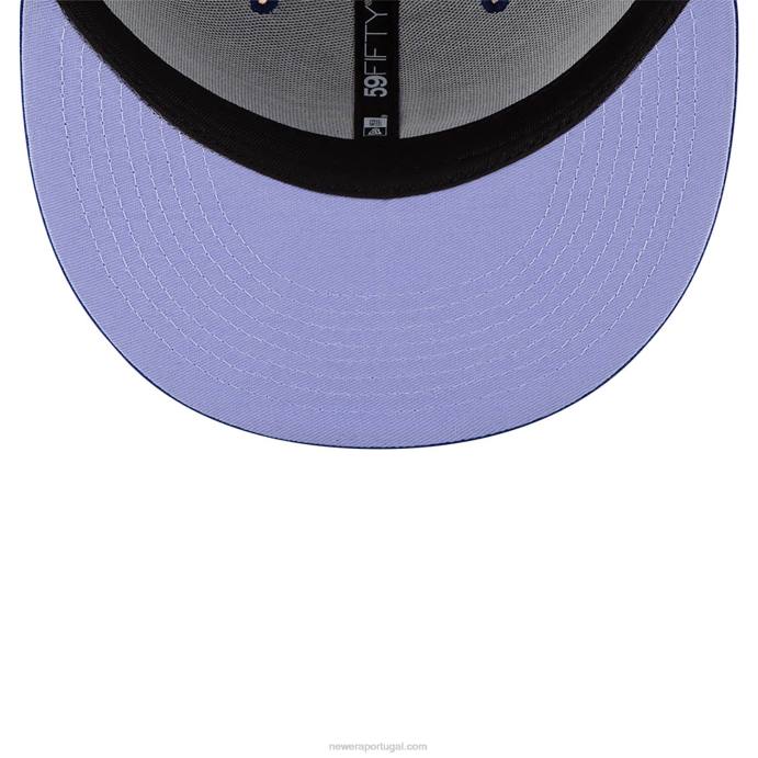 FFTN1139 New Era boné ajustado azul 59fifty com patch lateral la dodgers