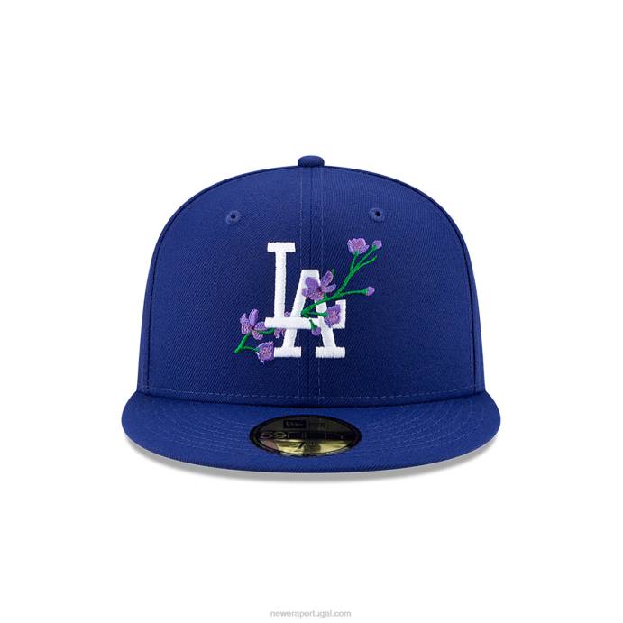 FFTN1139 New Era boné ajustado azul 59fifty com patch lateral la dodgers