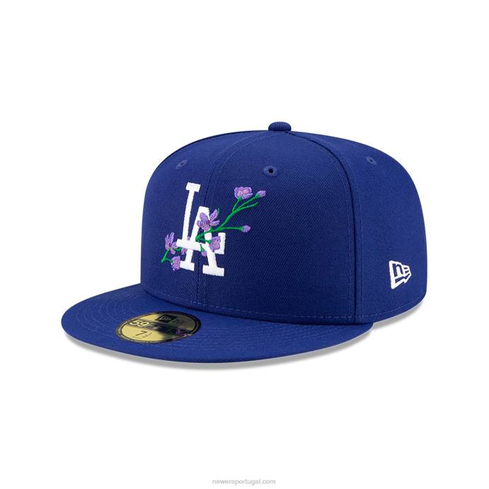 FFTN1139 New Era boné ajustado azul 59fifty com patch lateral la dodgers