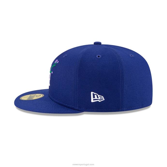 FFTN1139 New Era boné ajustado azul 59fifty com patch lateral la dodgers