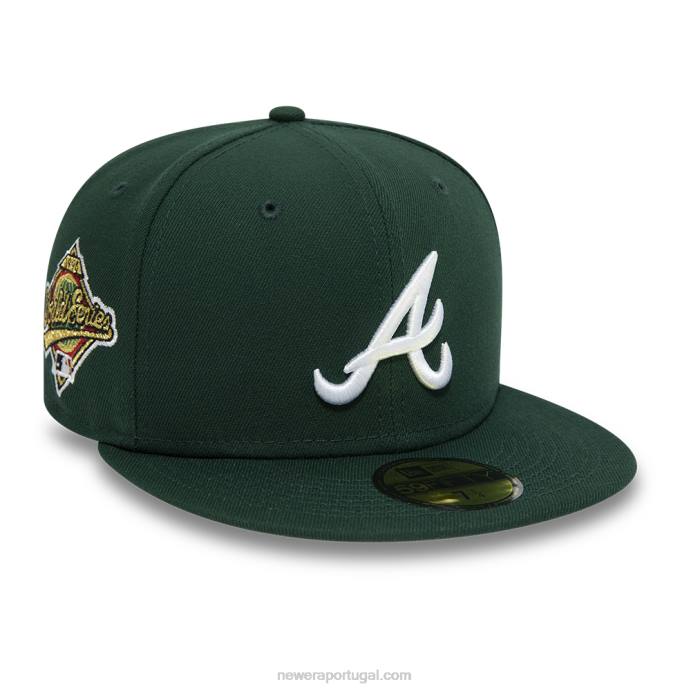 FFTN1142 New Era Boné ajustado 59fifty verde escuro do Atlanta Braves
