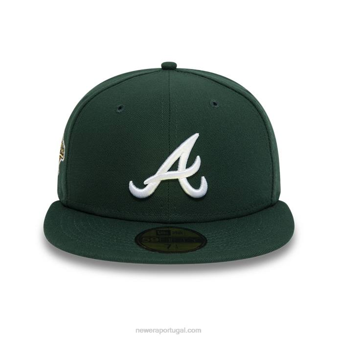 FFTN1142 New Era Boné ajustado 59fifty verde escuro do Atlanta Braves
