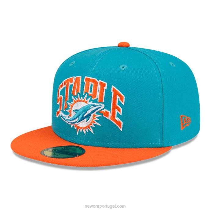 FFTN1143 New Era Boné miami dolphins x grampo turquesa 59fifty