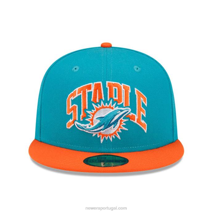 FFTN1143 New Era Boné miami dolphins x grampo turquesa 59fifty