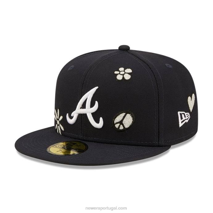 FFTN1145 New Era Boné Atlanta Braves MLB Sunshine Pop Navy 59Fifty