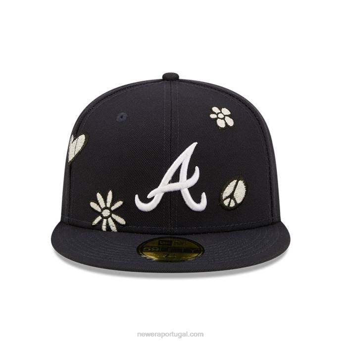 FFTN1145 New Era Boné Atlanta Braves MLB Sunshine Pop Navy 59Fifty