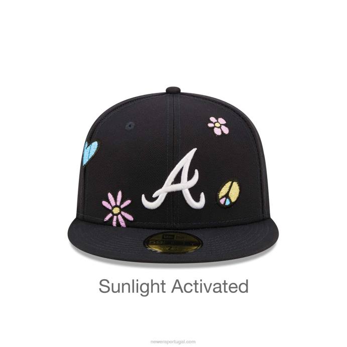 FFTN1145 New Era Boné Atlanta Braves MLB Sunshine Pop Navy 59Fifty