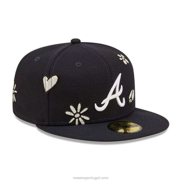 FFTN1145 New Era Boné Atlanta Braves MLB Sunshine Pop Navy 59Fifty