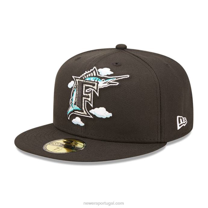 FFTN1146 New Era boné justo miami marlins comic cloud preto 59fifty