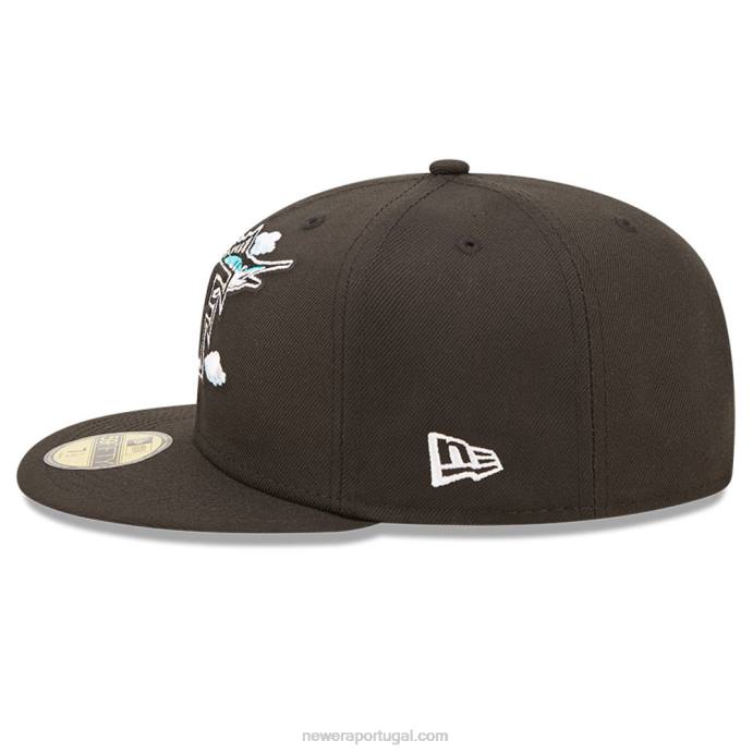 FFTN1146 New Era boné justo miami marlins comic cloud preto 59fifty
