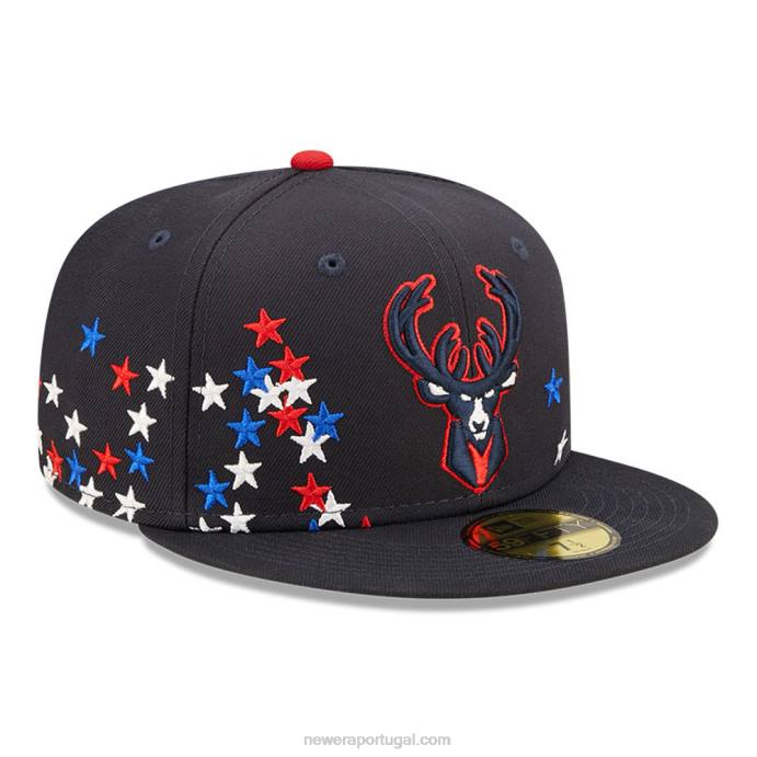 FFTN1149 New Era boné justo milwaukee bucks nba americana navy 59fifty