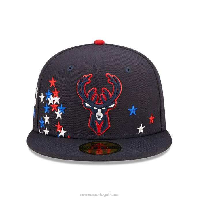 FFTN1149 New Era boné justo milwaukee bucks nba americana navy 59fifty