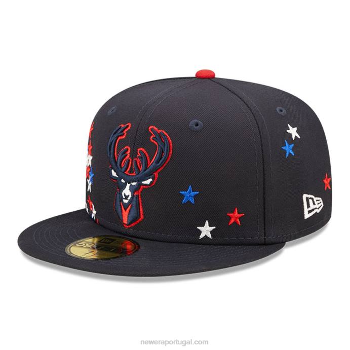 FFTN1149 New Era boné justo milwaukee bucks nba americana navy 59fifty
