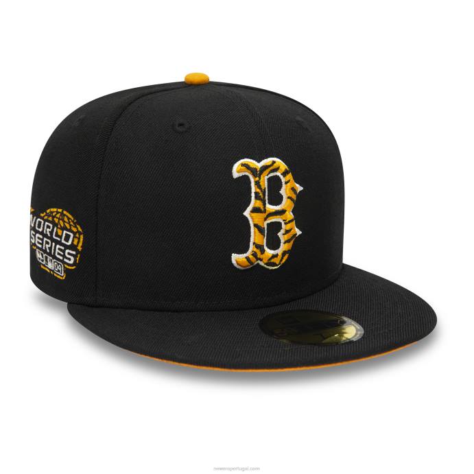 FFTN1150 New Era boton red sox tiger fill preto 59fifty boné justo