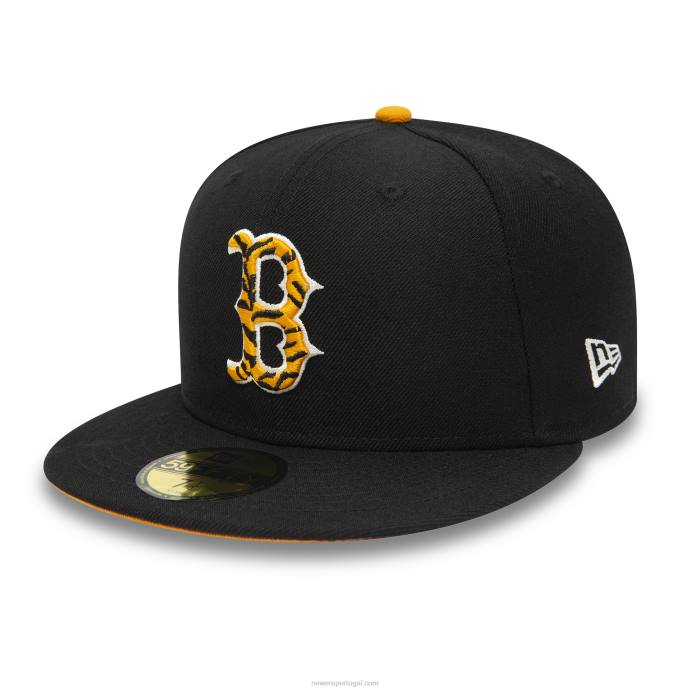 FFTN1150 New Era boton red sox tiger fill preto 59fifty boné justo