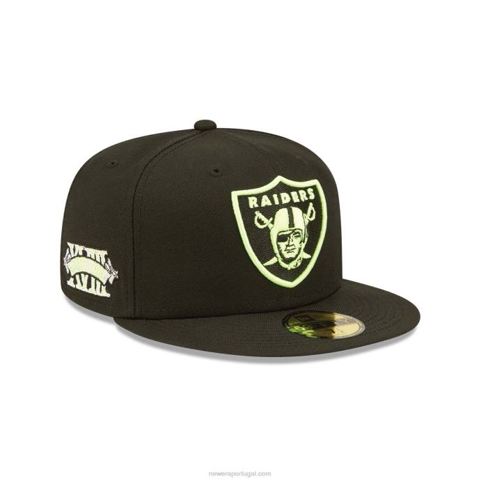 FFTN1151 New Era boné justinho 59fifty preto las vegas raiders verão pop