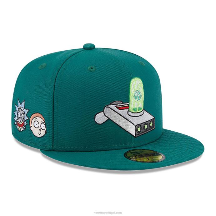 FFTN1166 New Era rick and morty portal gun boné verde 59fifty