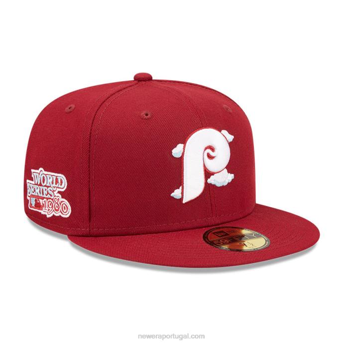 FFTN116 New Era philadelphia phillies comic cloud vermelho escuro boné 59fifty ajustado
