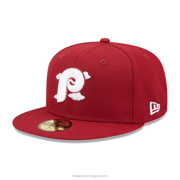 FFTN116 New Era philadelphia phillies comic cloud vermelho escuro boné 59fifty ajustado