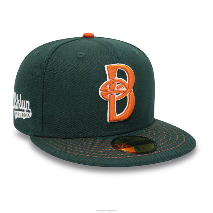 FFTN1170 New Era boné ajustado brooklyn cyclones milb verde escuro 59fifty