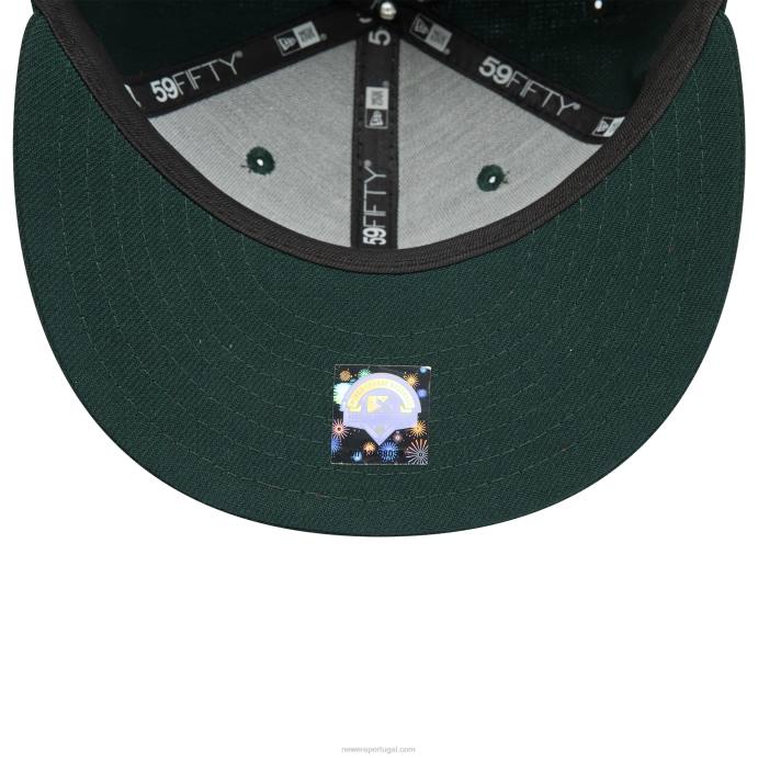 FFTN1170 New Era boné ajustado brooklyn cyclones milb verde escuro 59fifty