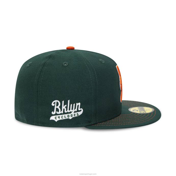 FFTN1170 New Era boné ajustado brooklyn cyclones milb verde escuro 59fifty