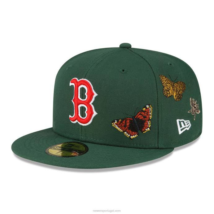 FFTN1171 New Era boton red sox feltro x mlb boné verde escuro 59fifty