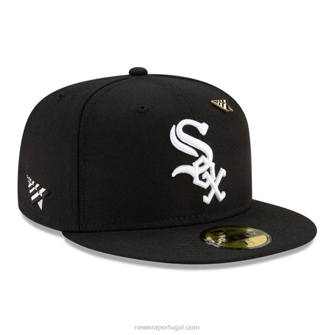 FFTN1176 New Era aviões de papel chicago white sox x mlb boné preto 59fifty