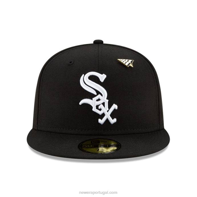 FFTN1176 New Era aviões de papel chicago white sox x mlb boné preto 59fifty