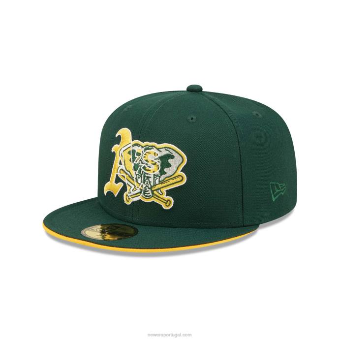 FFTN1185 New Era Boné Oakland Athletics Team cor verde escuro 59fifty