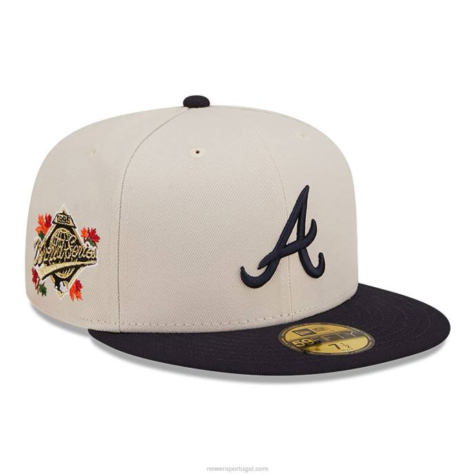 FFTN1190 New Era Boné ajustado branco 59fifty branco clássico do Atlanta Braves Fall