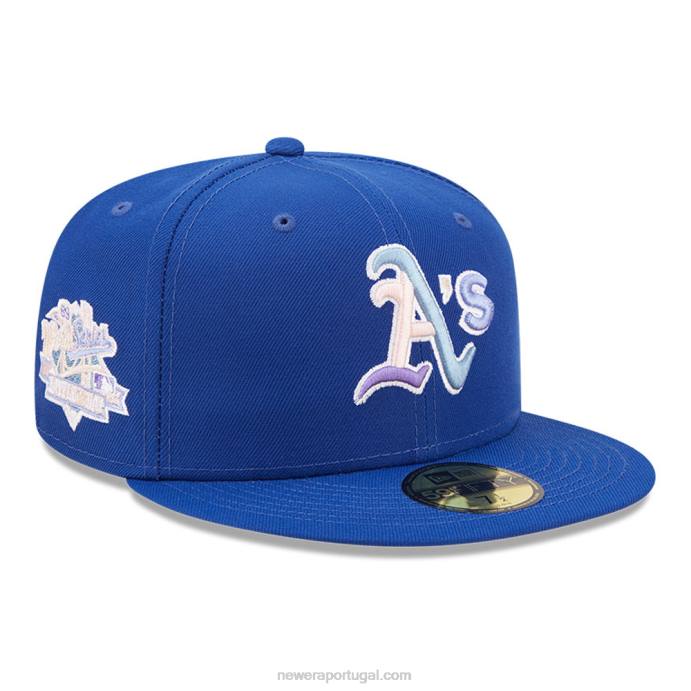 FFTN1207 New Era Boné Oakland Athletics MLB Nightbreak Team Blue 59Fifty