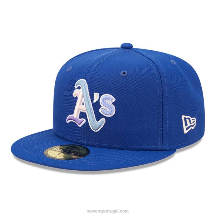FFTN1207 New Era Boné Oakland Athletics MLB Nightbreak Team Blue 59Fifty