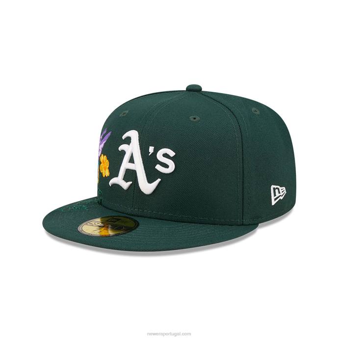 FFTN1245 New Era boné Oakland Athletics mlb blooming verde escuro 59fifty