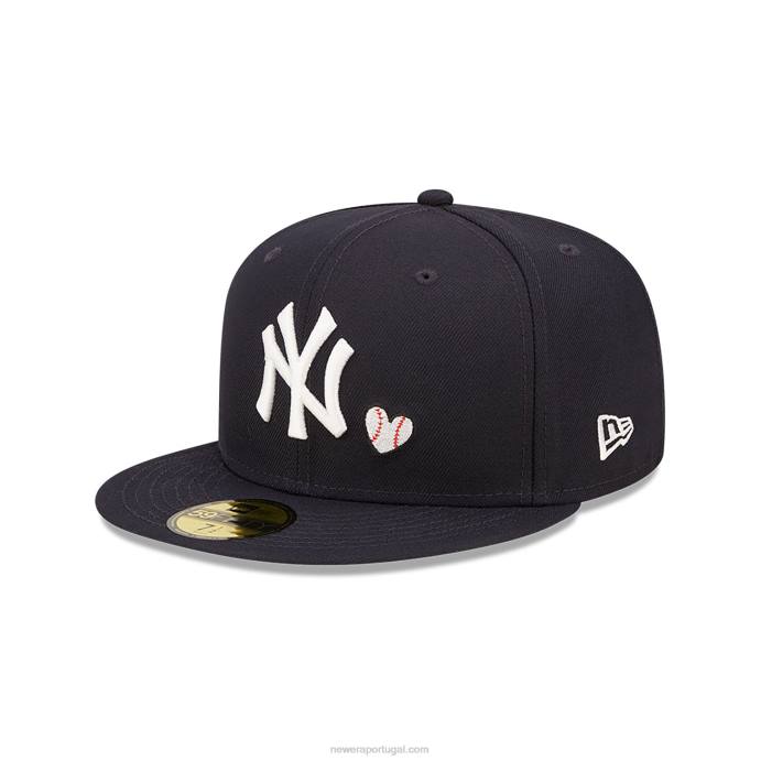 FFTN1250 New Era Boné New York Yankees MLB Team Heart Blue 59Fifty