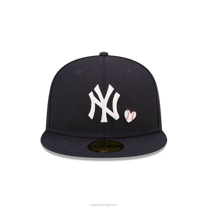 FFTN1250 New Era Boné New York Yankees MLB Team Heart Blue 59Fifty