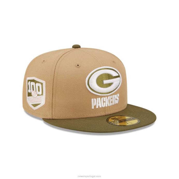 FFTN1252 New Era green bay packers nfl times bege 59fifty boné