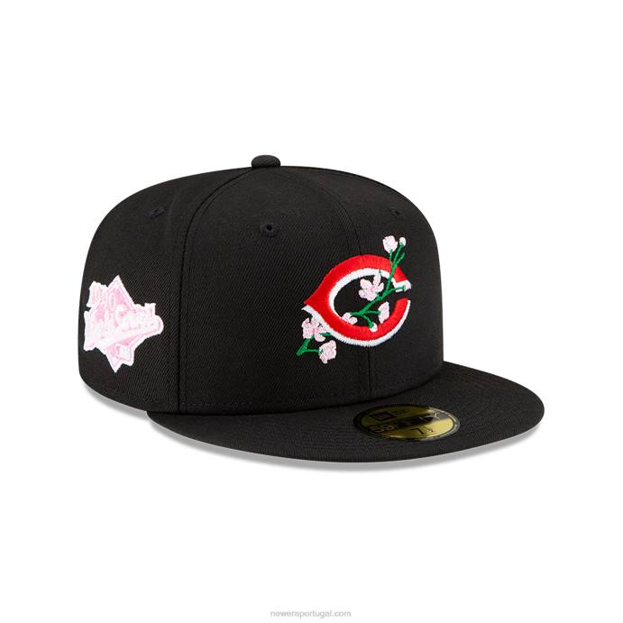 FFTN1257 New Era Boné Cincinnati Reds Side Patch Bloom Preto 59Fifty