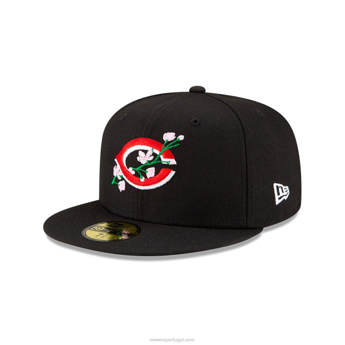 FFTN1257 New Era Boné Cincinnati Reds Side Patch Bloom Preto 59Fifty